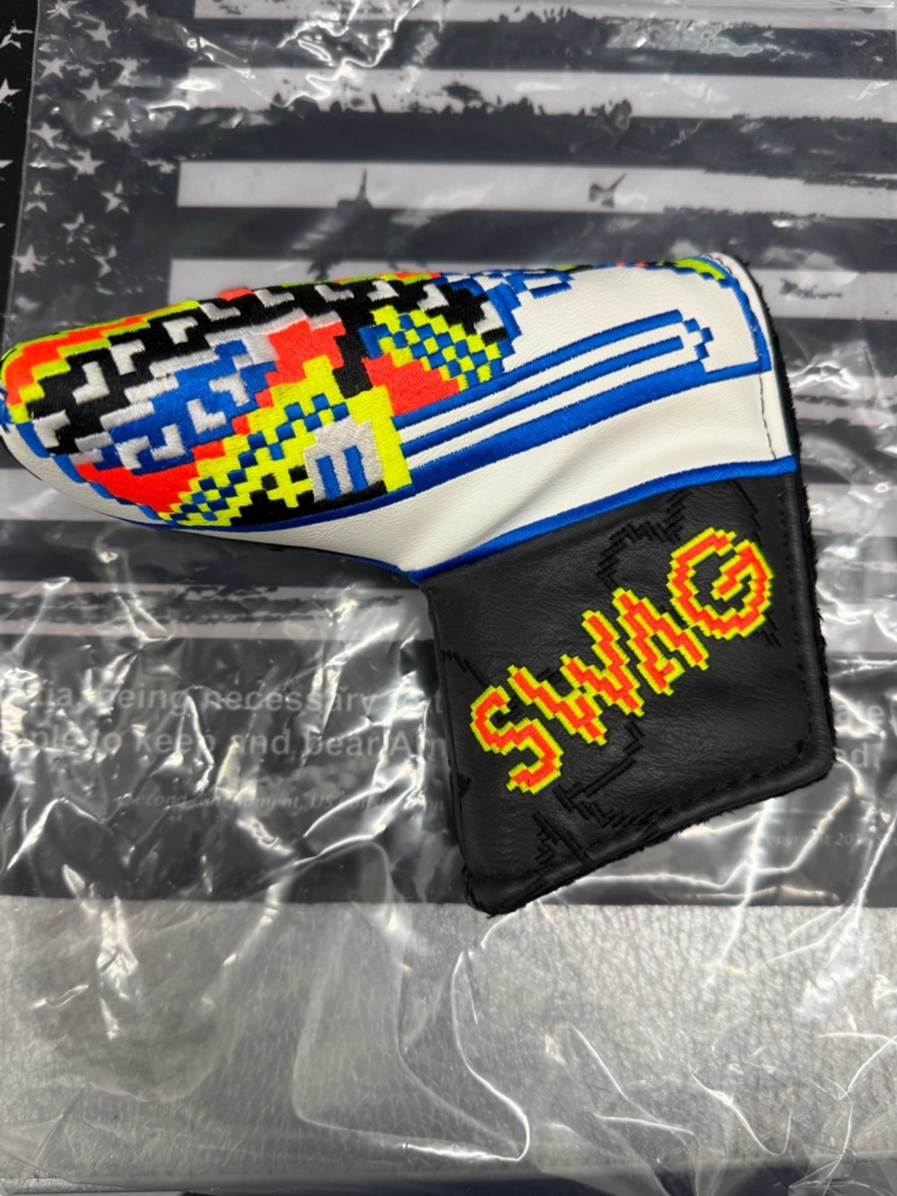 SWAG KING OF SPADES Pixel Golf Putter Headcover in White, Black & Neon
